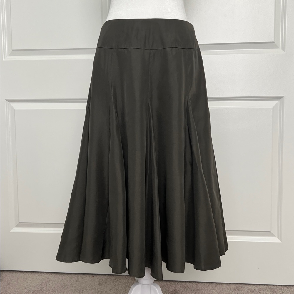 100% Silk Sundance charcoal Midi Skirt - Picture 8 of 12